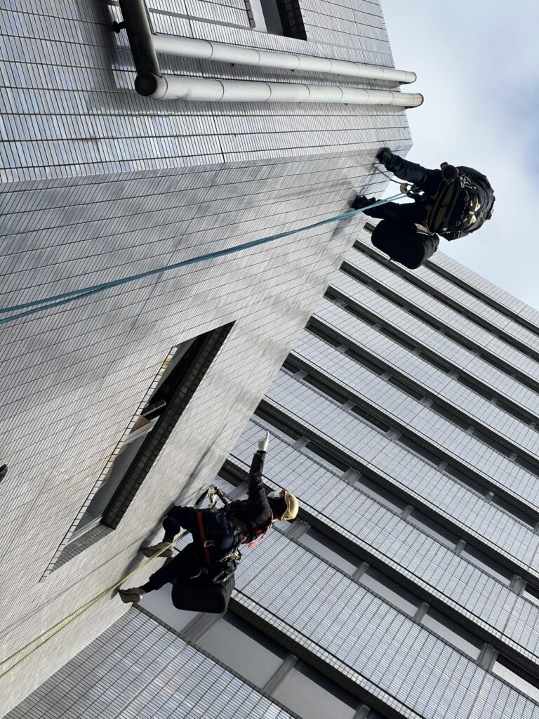 外壁打診調査（ロープ作業）